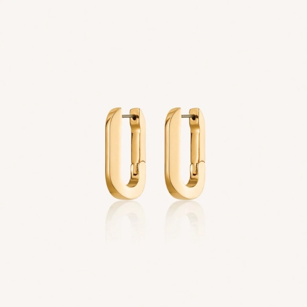 Jenny Bird Mega U-Link High Polish Gold Hoop Earrings.